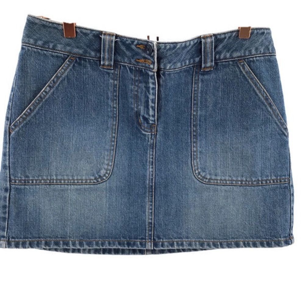 The Limited Women's Mini Denim Skirt Blue Front Zipper and 2 Buttons Size 8